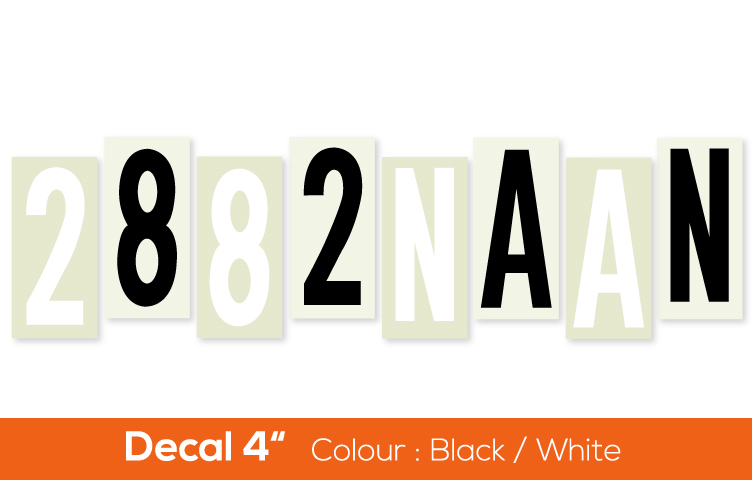 Decal 4″ (100mm) Black / White